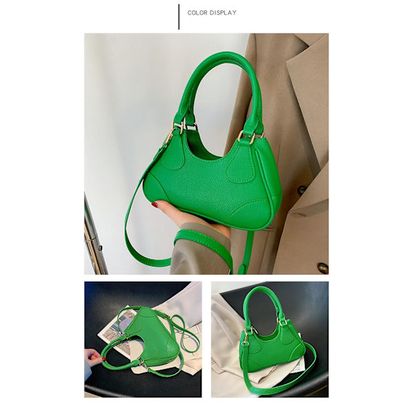 Simpel Elegant Dame Lille skuldertaske Pure Color Sling Håndtasker Skrå skulder Taskegrøn