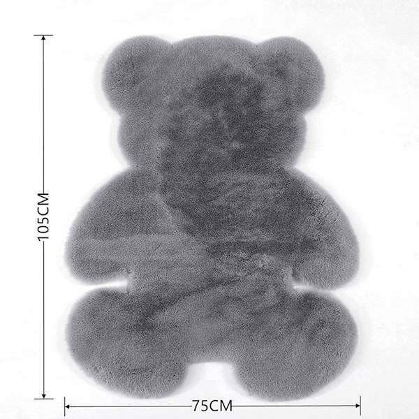 Fluffig matta, mjuk tecknad djurplyschmatta, halkfri dekorativ golvmatta (grå, 75 * 105 cm),