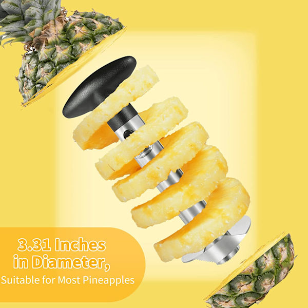 Black Pineapple Corer, [päivitetty, vahvistettu ja paksunnettu terä] Erinomainen ananaksenpoisto.