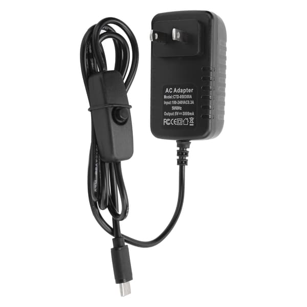 Raspberry Pi 4B 5V 3A Type C -virtalähde virtakytkimellä 100-240V US-pistoke