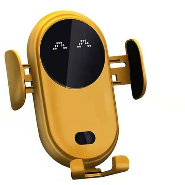 Smart bil trådløs oplader, gul auto-sensing smart bil telefon holder