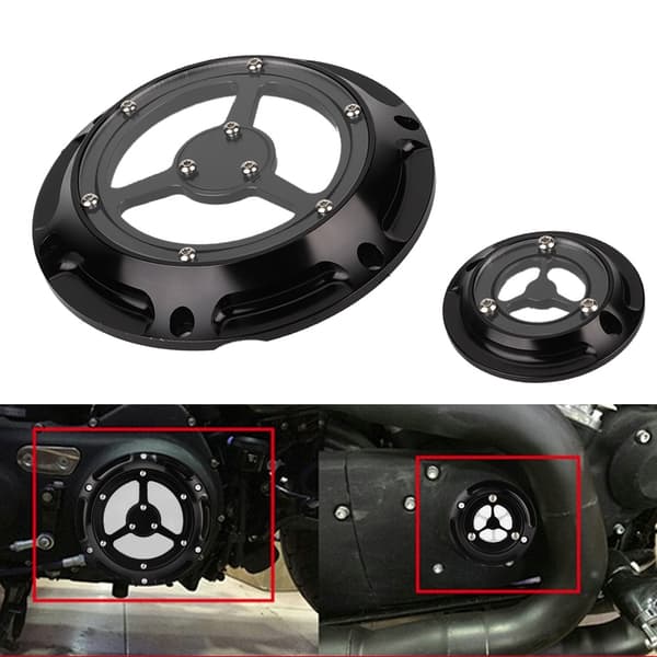 Aluminium Motorcykel Derby Dæksel Timing Timer Sæt til XL XR 883 1200 Sort