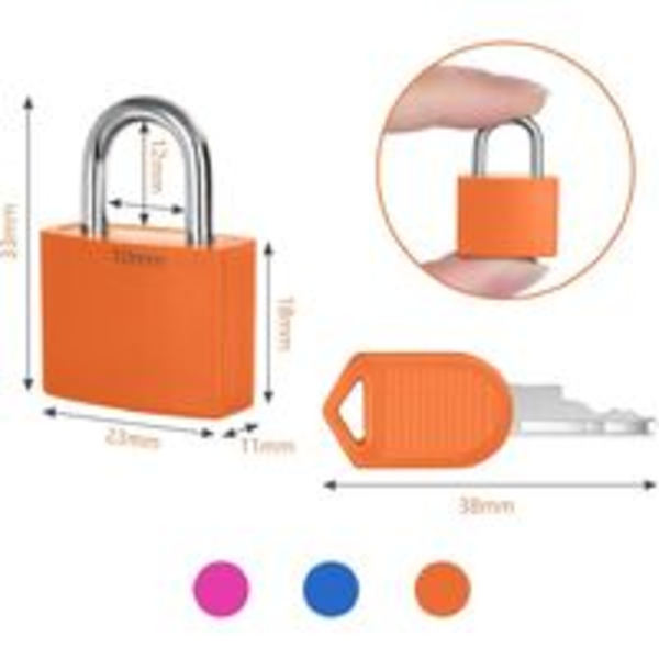 3 STK Lille Bagage hængelås, Lille hængelås med 2 nøgler, Multicolor Mini Bagage hængelås Kuffertlås til bagagekuffert, Lille kuffert hængelås til