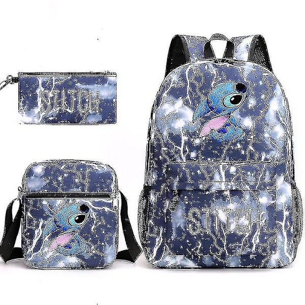 Lilo Stitch Ryggsäck Tredelad Set Skolväska-Blixtblå Lightning blue