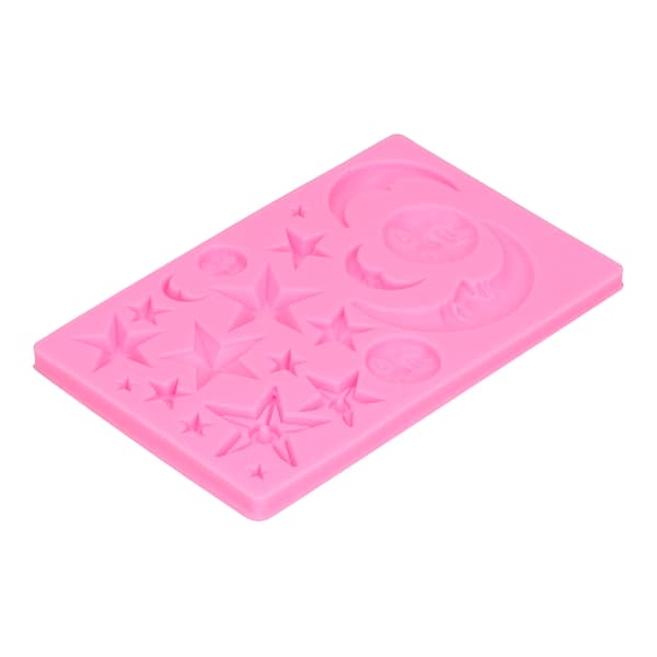 Stjerne Måne Silikone Ansigt Form DIY Chokolade Kage Bageværktøj Pink