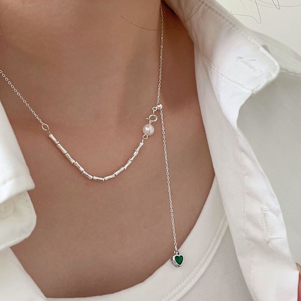 Halsband 925 Silversmycken Heart Stud Modesmycken Ac8142