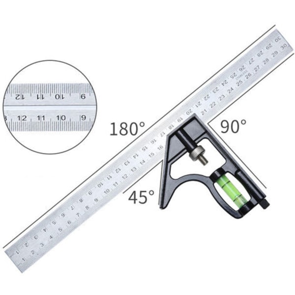 300 mm yhdistelmäneliö - metrinen - universal ja tarkka metallinen yhdistelmäneliö pysäyttimellä ja merkintätyökalulla - vakio