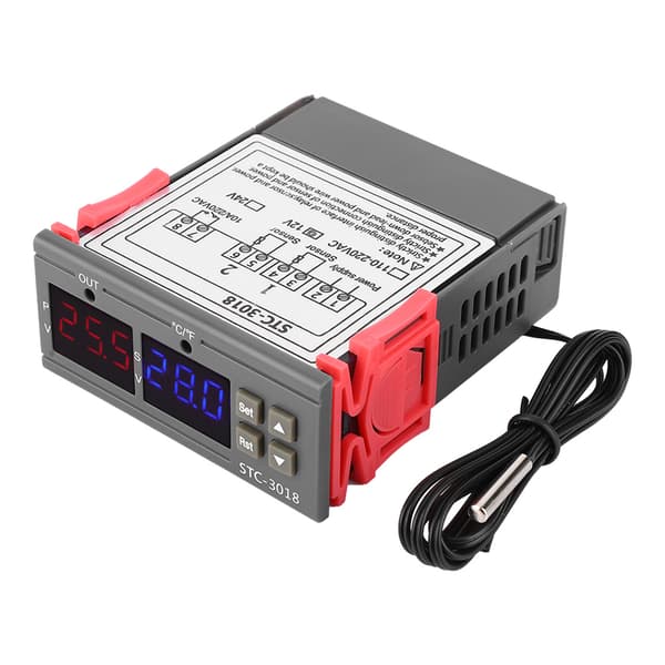 STC 3018 Digital Temperaturregulator Sensor Termostat med 1M NTC Kabel 24V