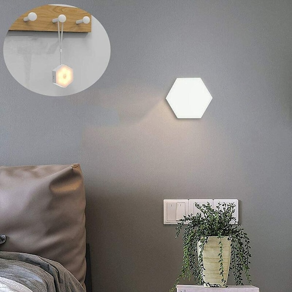 2W varmt lys, 3 stykker smart sensorlys, genopladelig sengelampe til soveværelse, med USB, velegnet til garderobe, krig