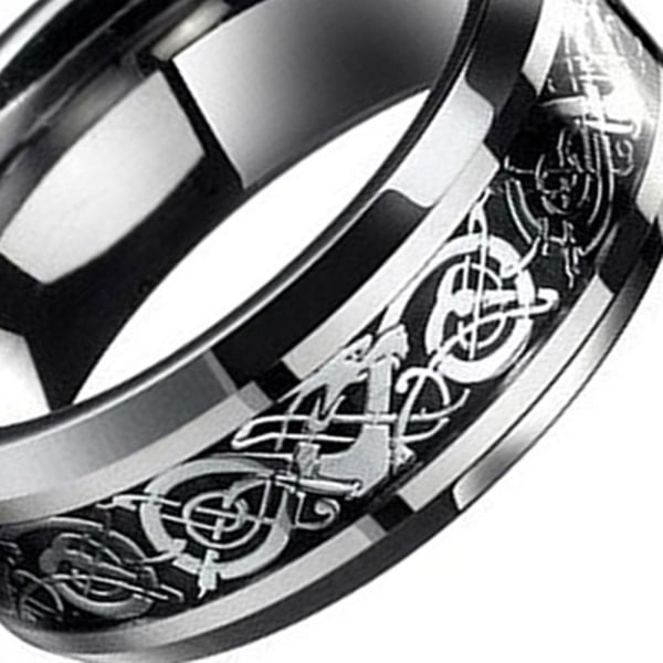 Mode til mænd til kvinder Punk Celtic Dragon Titanium stål bryllup band ring smykker Size 8