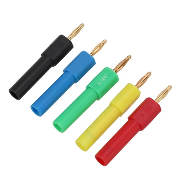 Biladapter: 5 stk 2 mm til 4 mm PA messingbananer