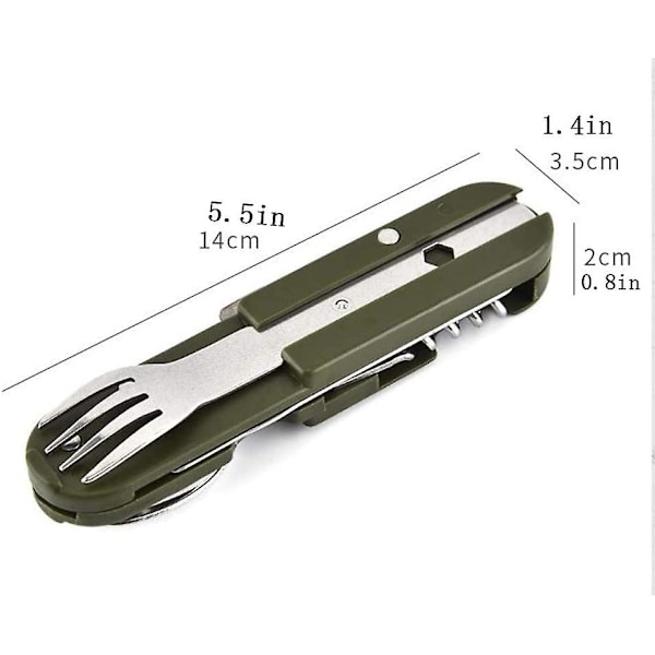 Beitesi 5 i 1 campingservis i rostfritt stål,utomhuscampingverktyg,utomhusporslin,multifunktionell hopfällbar servis.