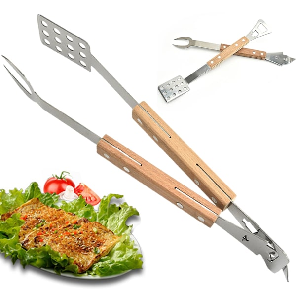 Mattång Livsmedelsklass Avtagbar Värmebeständig Ergonomiskt handtag Bekvämt grepp Anti-sladd Rostfritt stål Grill Matservering Klämma Bakverksklämma Ki