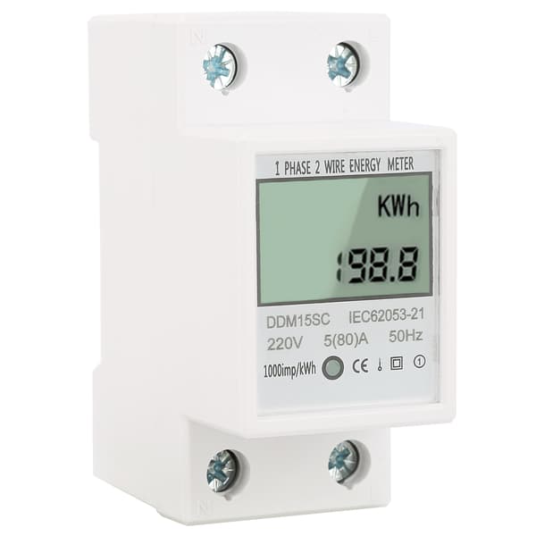 DDM15SC LCD Digital Display 5-80A Din Skena Elektronisk Energi KWh Mätare