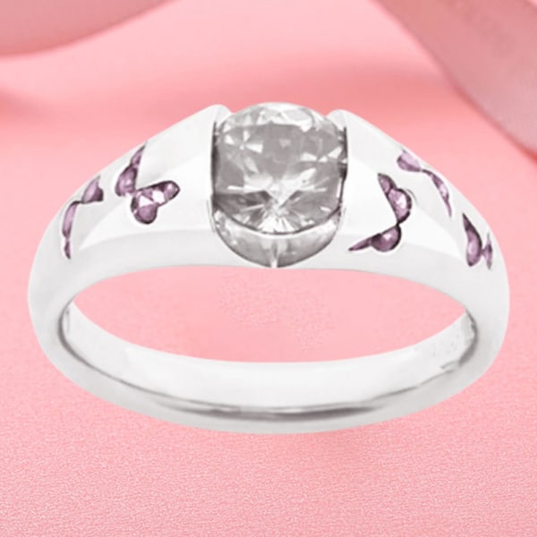 Ring Fjärilsmönster Smycken Tillbehör Legering Cubic Zirconia Fingerband för kvinnor US 11