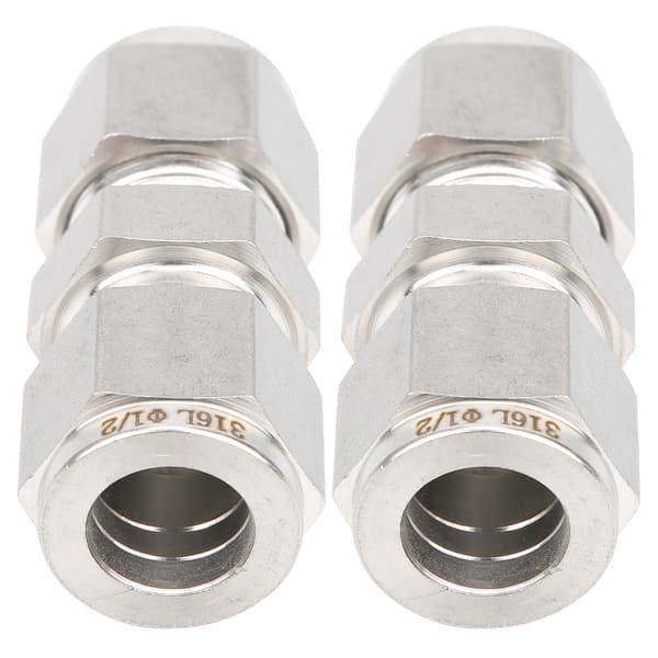 316 rustfrit stål dobbelt ferrule rørkompressionsfitting lige adapter til 1/2 tomme rør