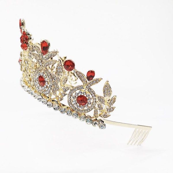 Crown Ornament Bröllopstillbehör Enkel Legering Retro Röd Kristall Brudklänning Smycken