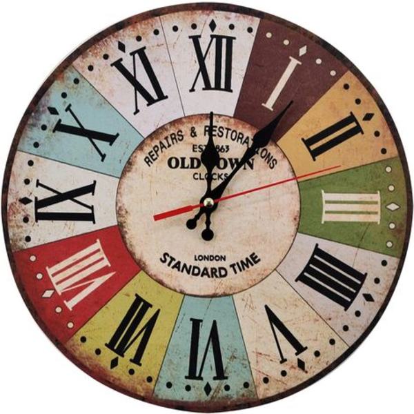 Hem 23cm Vintage Rustik Väggklocka, Tyst Trä Urtavla Timerklocka för Hem Vardagsrum Sovrum Kontor Café Bar Inredning (