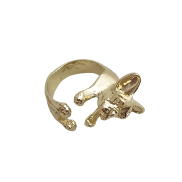 Finger Ring Utsökt Form Levande Färg Legering Vintage Fransk Bulldog Ring Bröllop Band För Dam Golden
