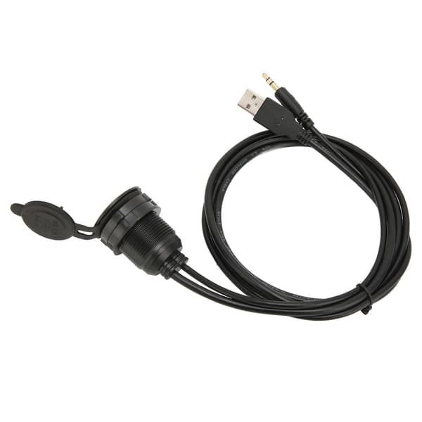 USB 2.0 3.5mm AUX Forlængerkabel Han til Hun Flush Mount til Bil Cykel