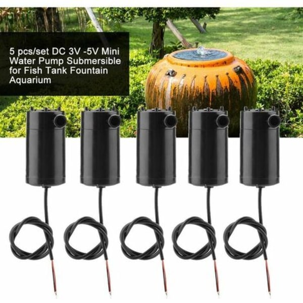 5 stk mini vandpumpe, 3W 220V DC 3V-5V plastik dykpumpe til akvarium springvand