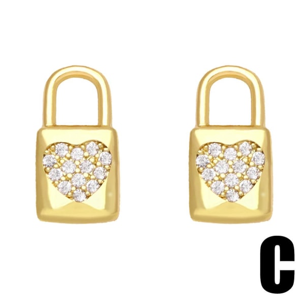 Örhängen Vintage Zircon Heart Stud Modesmycken Ac9423 C