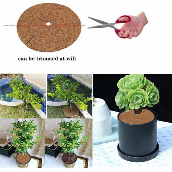 Stykker kokos plantemåtte, kokos skive, kokos mulching skive, vinterbeskyttelse for potteplanter, beskyt rødderne af potte P
