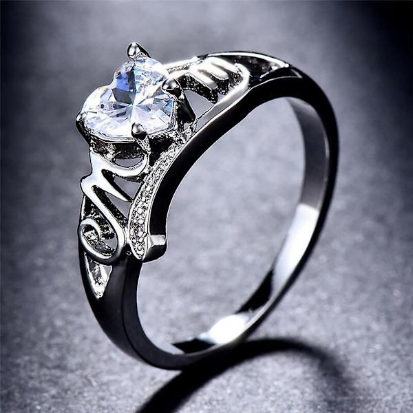 Äiti Muoti Sydän Cubic Zirkonia upotekoristeinen sormus Korut Äitienpäivä Lahja US 10