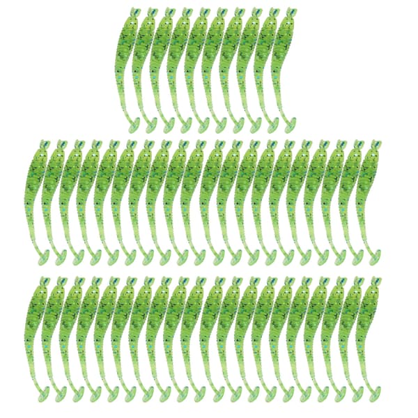 50 stk. 5 cm bløde plastikfiskelokker T-hale Grub Orme Agn Cyan Tackle