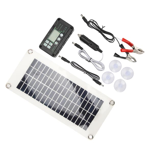 Husbil Solpanel Kit 30W Polykisel PET Batteriladdare Panel med 50A Laddningsspänningskontroll för Stugor Båtar Marina