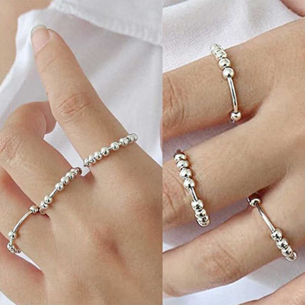 Relief Pressure Bead Unisex Ring Koppar Ball Stapelbar Finger Ring Smycken Tillbehör US 6