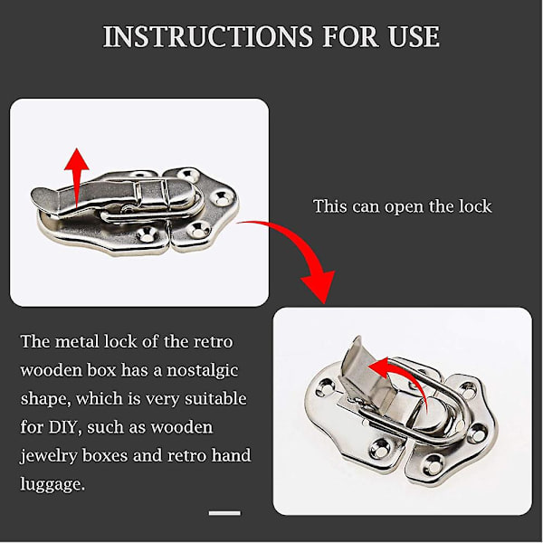 8-pack Retro Style Box Toggle Spärr Antik Metal Duckbilled Hasp Spärrhake Med Hänglås Hål För Smyckeskrin Skåp