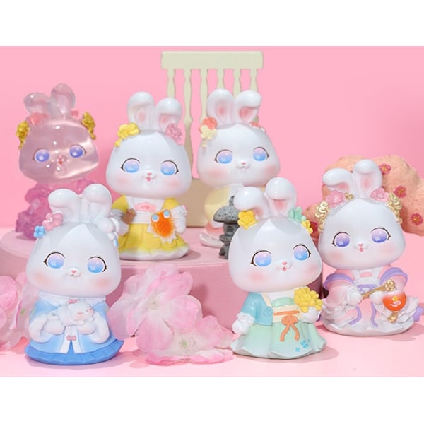 Liten kanindocka Harts skrivbordsprydnad Tanabata Present Girl Blind Box Figur (Slumpmässig lovande Blind Box),