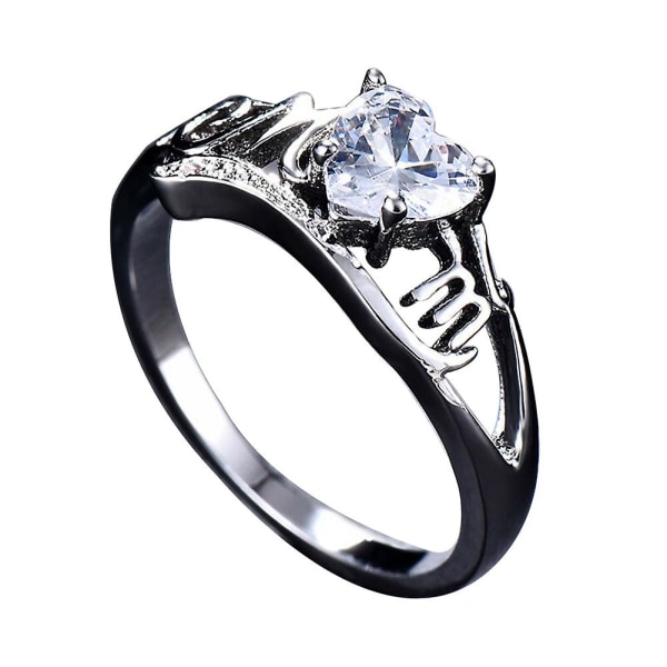 Äiti Muoti Sydän Cubic Zirkonia upotekoristeinen sormus Korut Äitienpäivä Lahja US 5