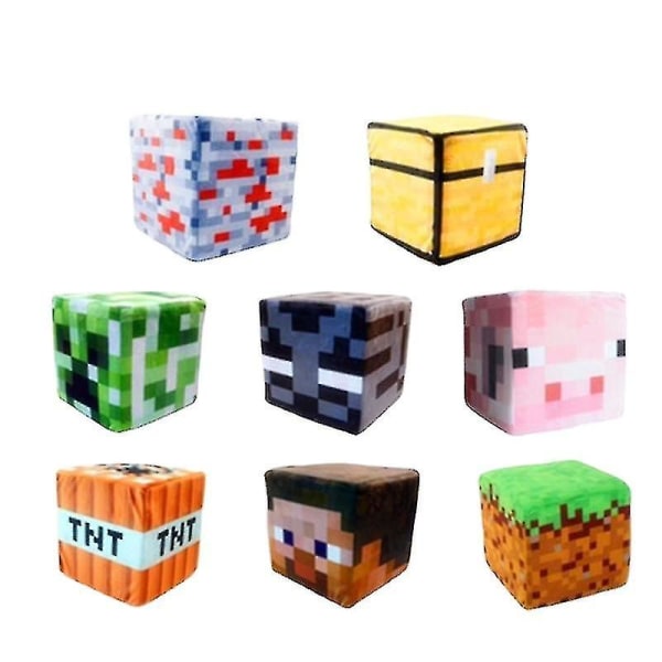 Minecraft My World Plys Uhyggelig Sort Steve Trap Box Lawn Firkantet Pude Pude Dukke 20cm #01 S