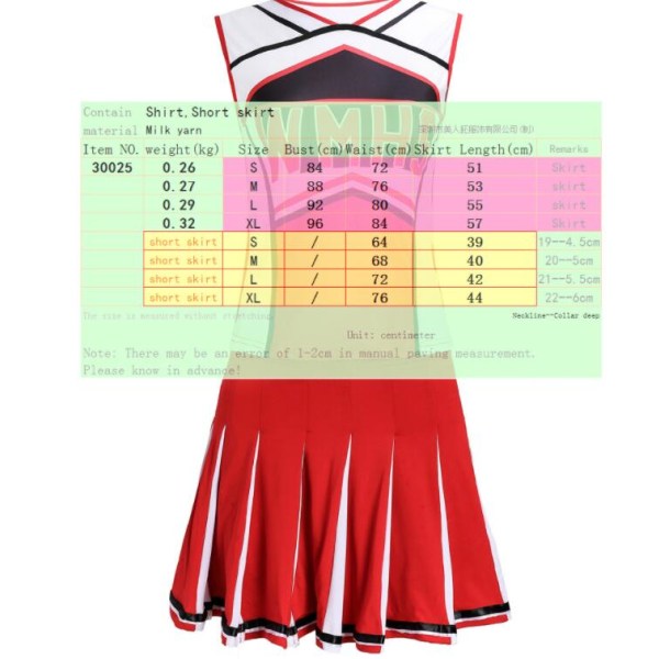 Cheerleading-kostume til kvinder (rød M)
