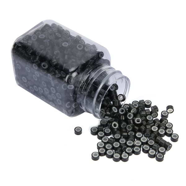 Silikoneforede Hårforlængerperler Mikrolinks Aluminium Hårværktøj 1 Sort