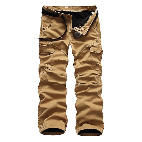 Casual enfärgade Cargo-byxor för män Khaki 32