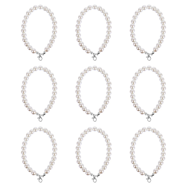 9 stk håndlavet perle nøglering tilbehør diy nøglering ornament White