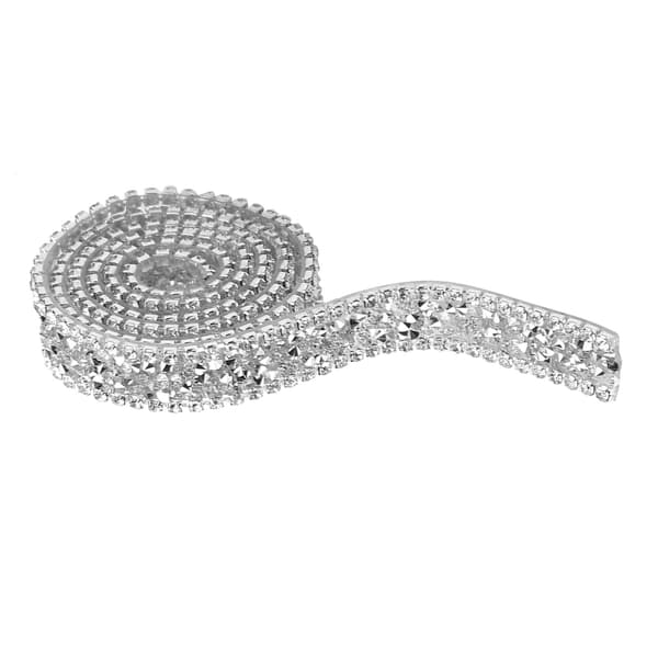 Glitrende Sølv Rhinestone Bånd - 1 Yard, 15 mm Diamant Mesh Wrap Roll