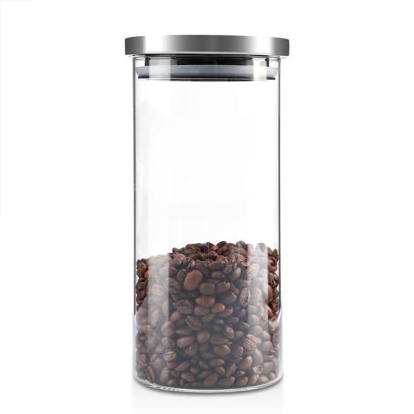 1000ml Glasburk Kaffebönor Kök Matbehållare Rostfritt Stållock