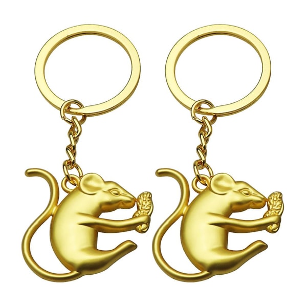 2kpl Mouse Peanut Avaimenperä Sarjakuva-avaimenperä laukku Riippuva avaimenperä Ornamentti uudenvuodenlahja (gloden)