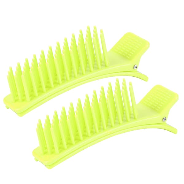 Fluorescerande Grön Hårsektioneringsklämma Stylinggrepp 2-pack
