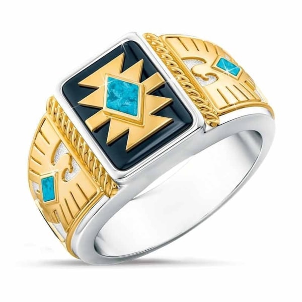 Udskårne Knuckle Ringe Totem Antik Golden Creative Eagle Udskåret Symbol Ring til dagligdagen US 6
