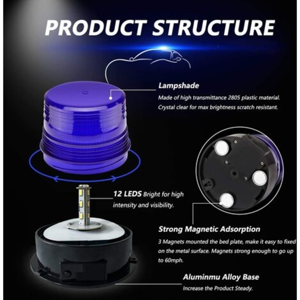 LED 12V Langaton Strobe Light Magneettinen vilkkuva hätämerkkivalo