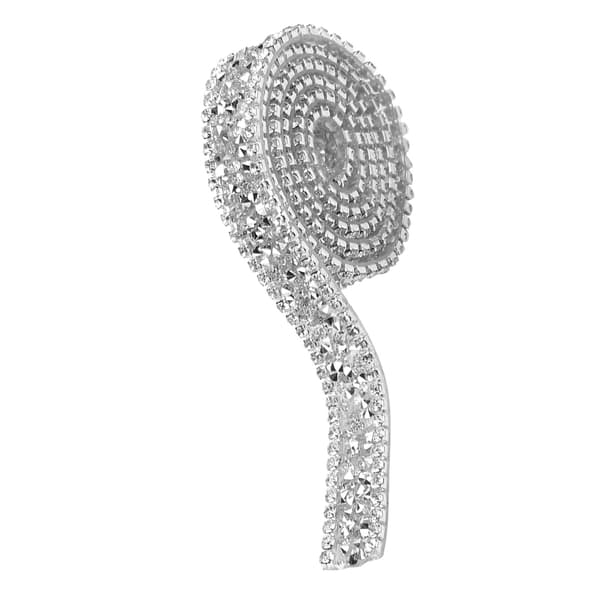 Glitrende Sølv Rhinestone Bånd - 1 Yard, 15 mm Diamant Mesh Wrap Roll