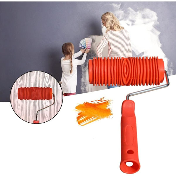 Wood Grain Tools Paint Roller, Väggmålningsverktygsrulle med handtag Plast Roller Tool
