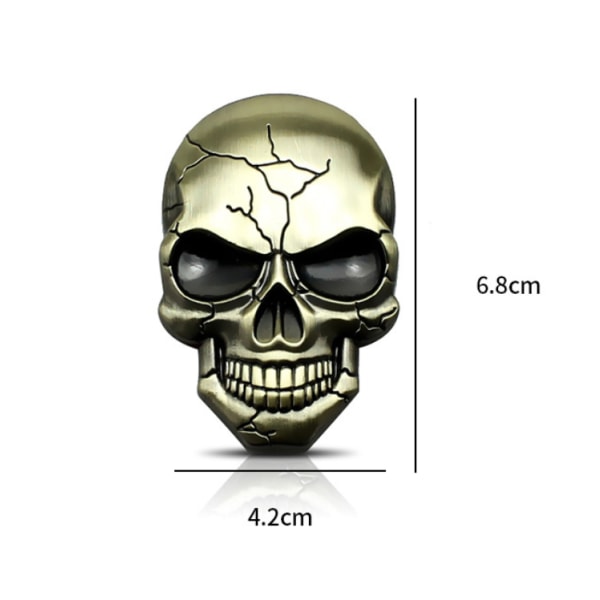 Skull Car Sticker Stereo Side Label Metal Car Sticker (børstet bronze stil)
