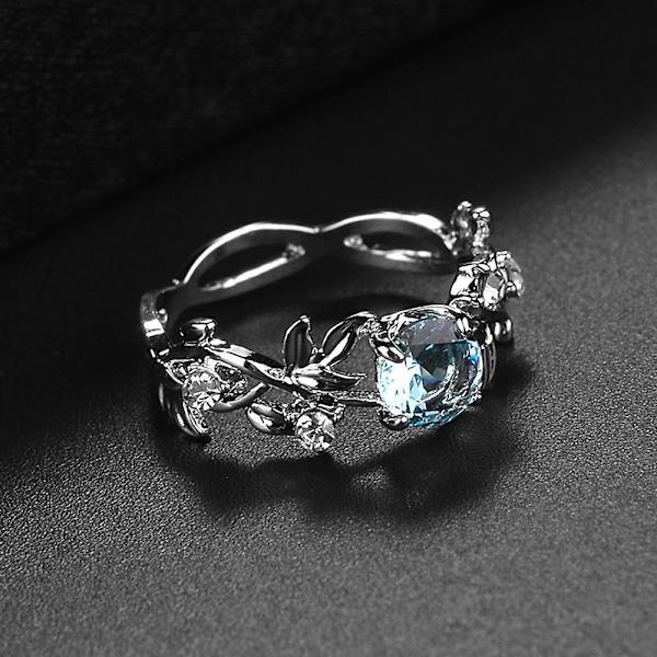 Kvinder kreative blade Design Legering udhulet Rhinestone Ring Charm smykker US 9