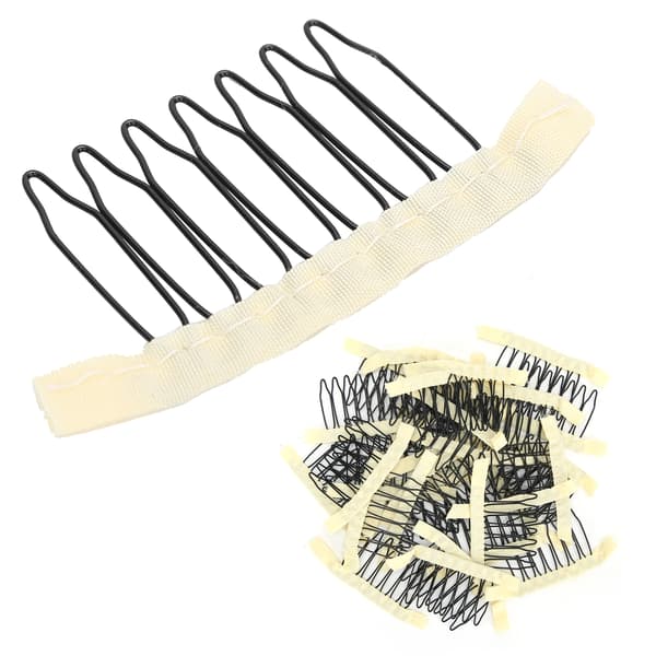 30 Wig Clips i rostfritt stål, 7 tänder, håraccessoarer, beige
